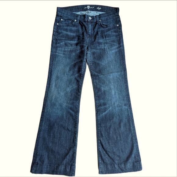 7 For All Mankind Wide Leg Dark Wash Dojo Trendy Low Rise Jeans - Picture 1 of 4